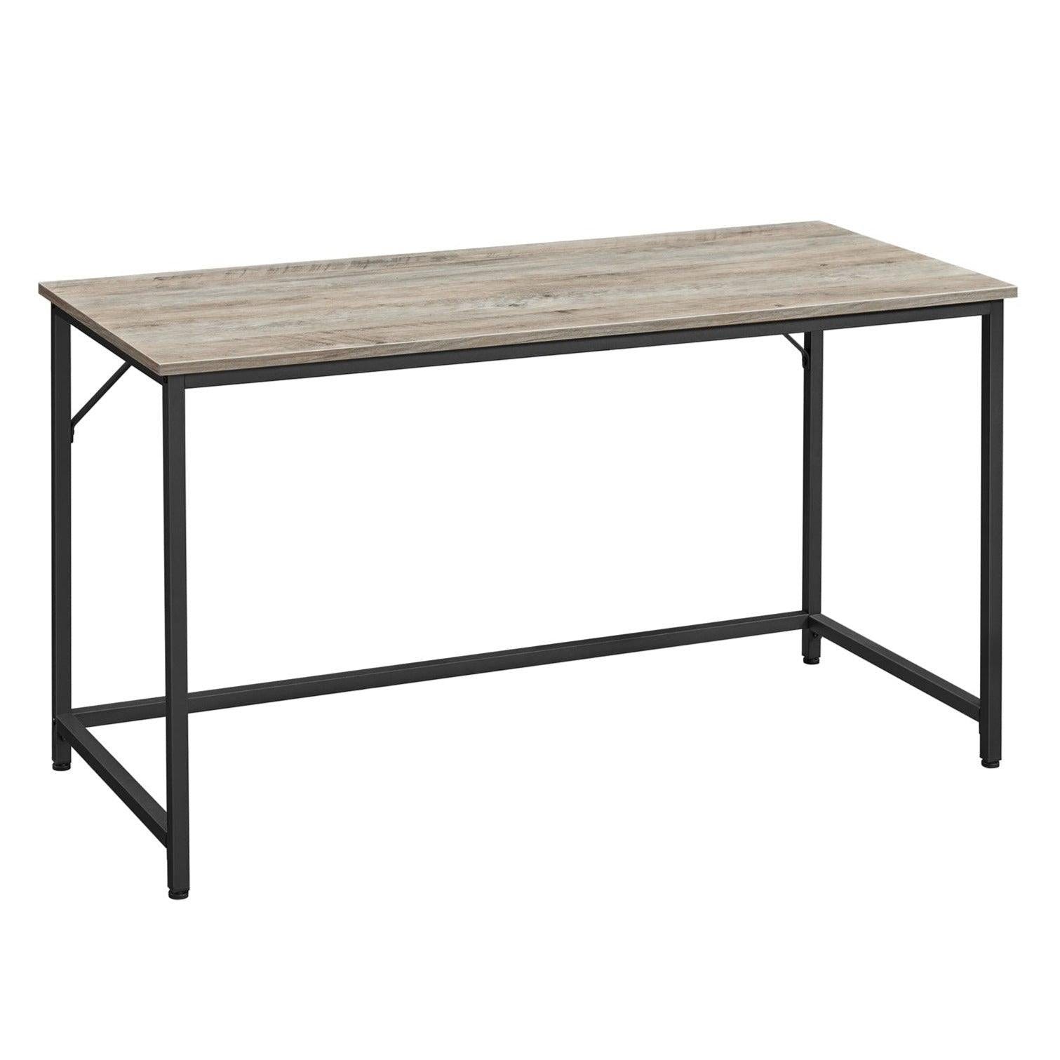 Bureau table poste de travail 140 x 60 x 75 cm pour bureau salon chambre  assemblage simple métal style industriel grège