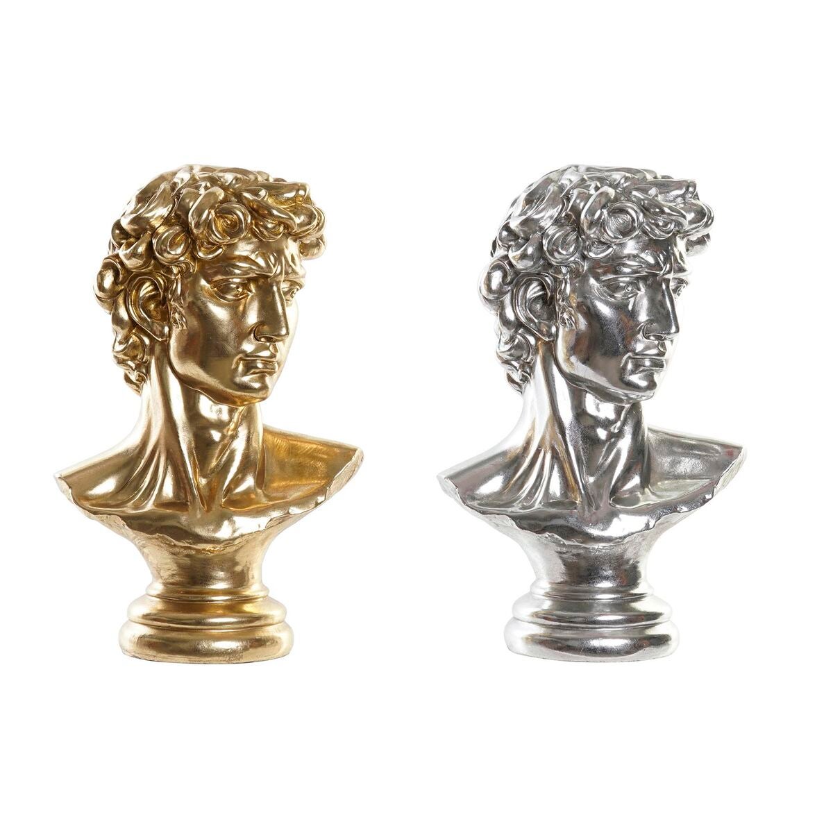 Figura decorativa dkd home decor plateado dorado resina busto (24,5 x 17,5 x 36 cm) (2 unidades)