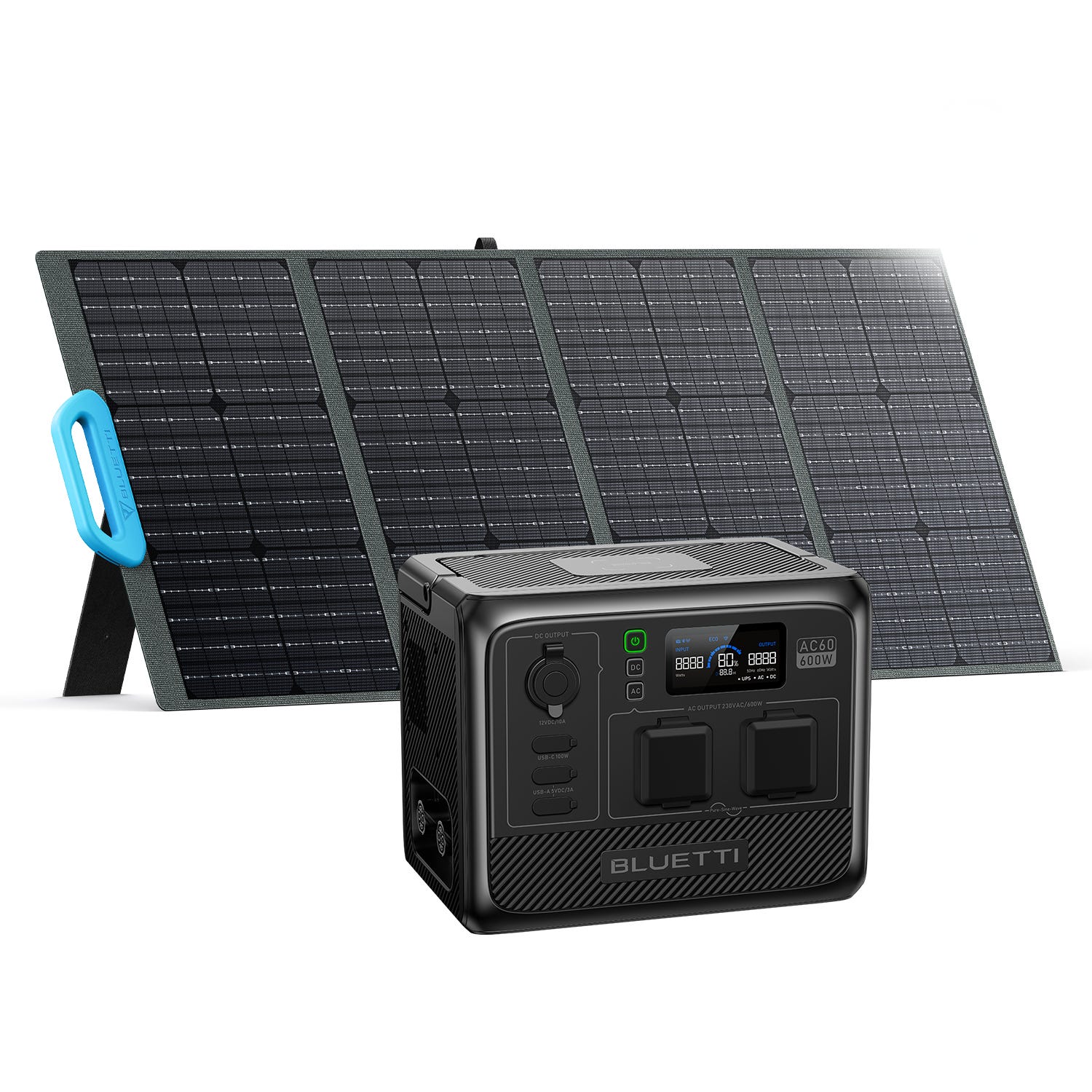 Power Station BLUETTI AC60 con Pannello Solare PV120,403Wh generatore solare  Portatile,LiFePO4 Batteria Backup,per Campeggio all'Aperto,Viaggio
