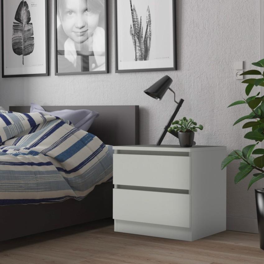 Letto singolo per cameretta con cassetti in legno bianco cm 95x194x60h
