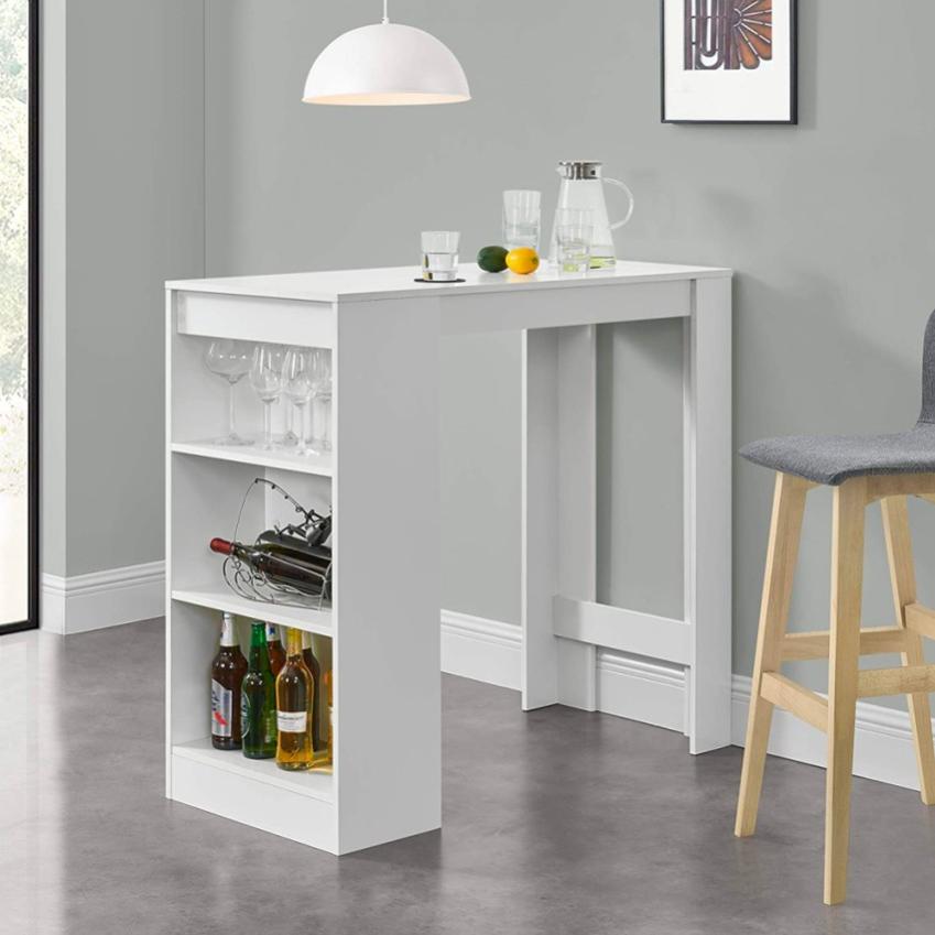 Tavolo alto sgabelli bar penisola cucina h103cm ripiani laterali Petra ...