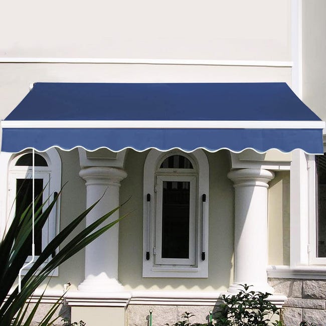 Auvent balcon sans percer Marquise Anti-UV Store Protection Abri Toile bleu