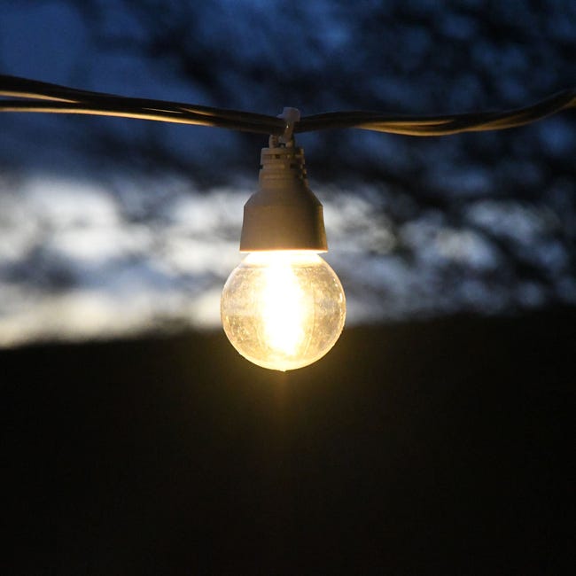 Guirlande guinguette lumineuse LED filament blanc 6m