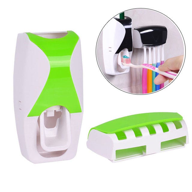 Distributeur automatique de dentifrice, 2 pièces, support mural,  anti-poussière, brosse à dents, accessoires de salle de bain, ensemble de  presse
