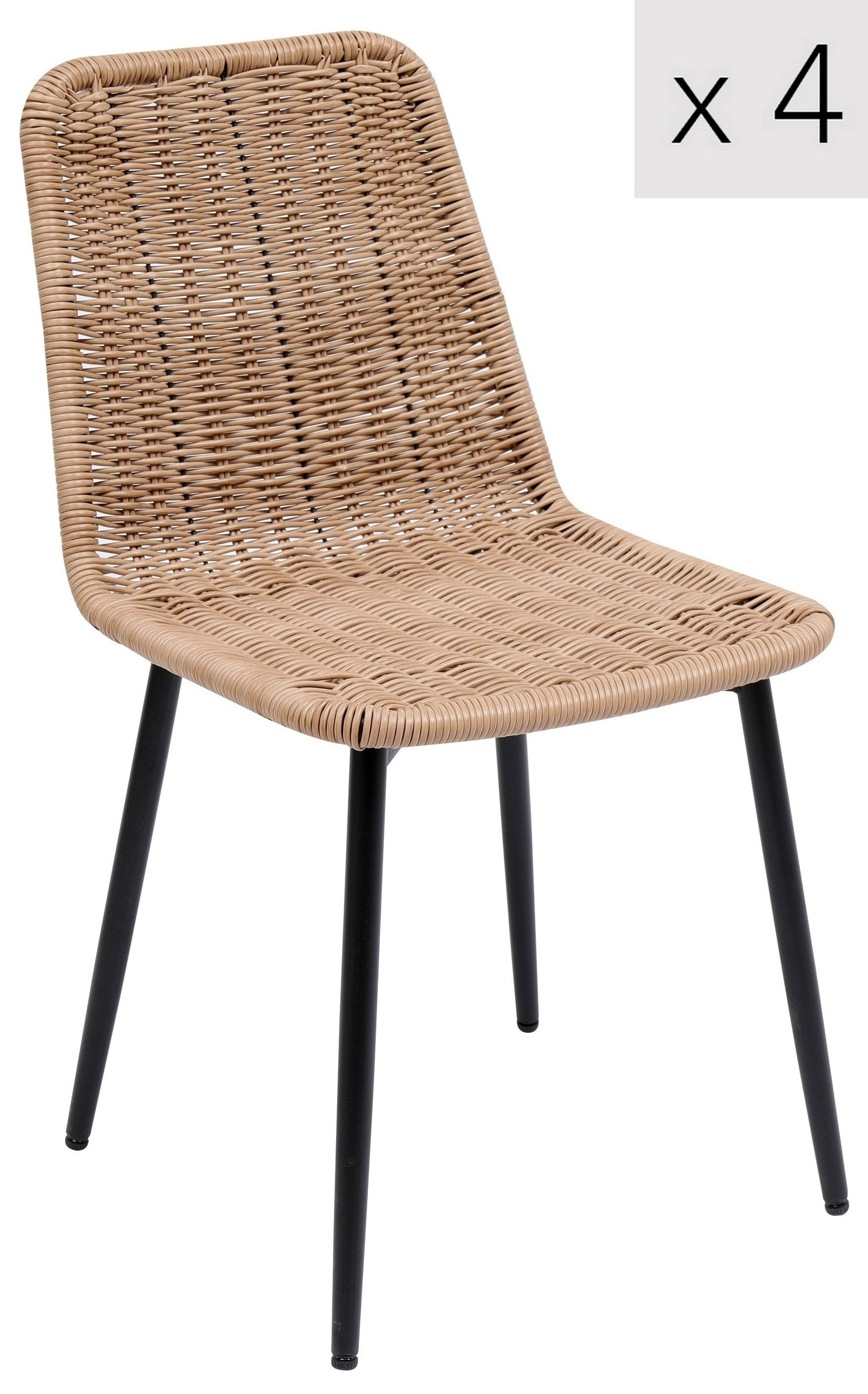 Nordlys - Set 4 sedie in acciaio e fibra marrone