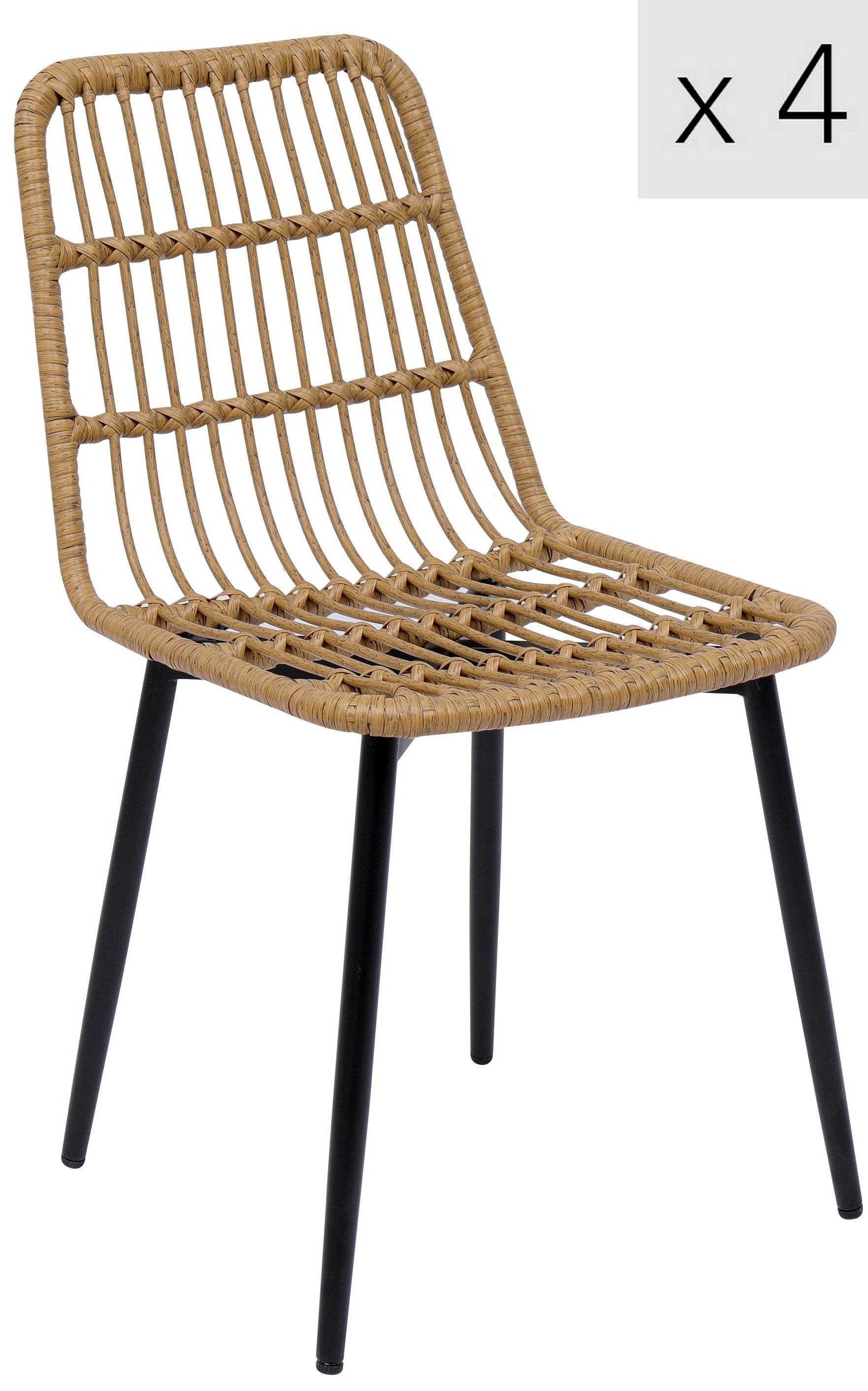 Coppia di Sedie da Pranzo di Design Legno Massello e Rattan