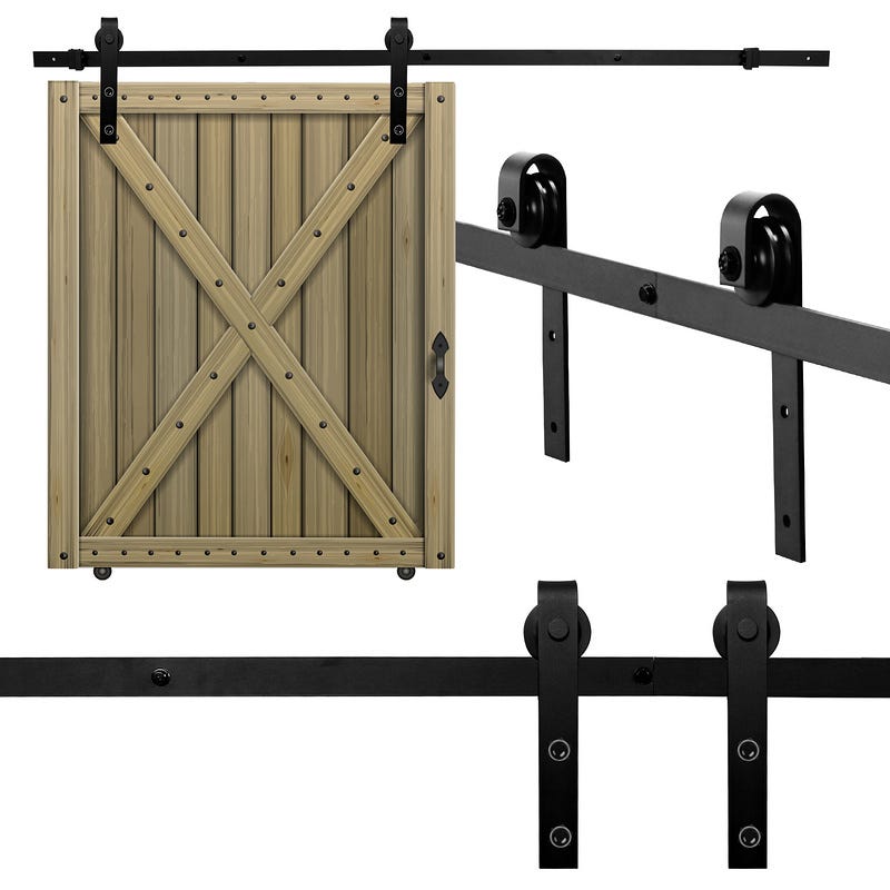 Système porte coulissante Système de porte coulissante Kit de ferrure de porte  coulissante Porte coulissante en bois—Riesenrad—183cm