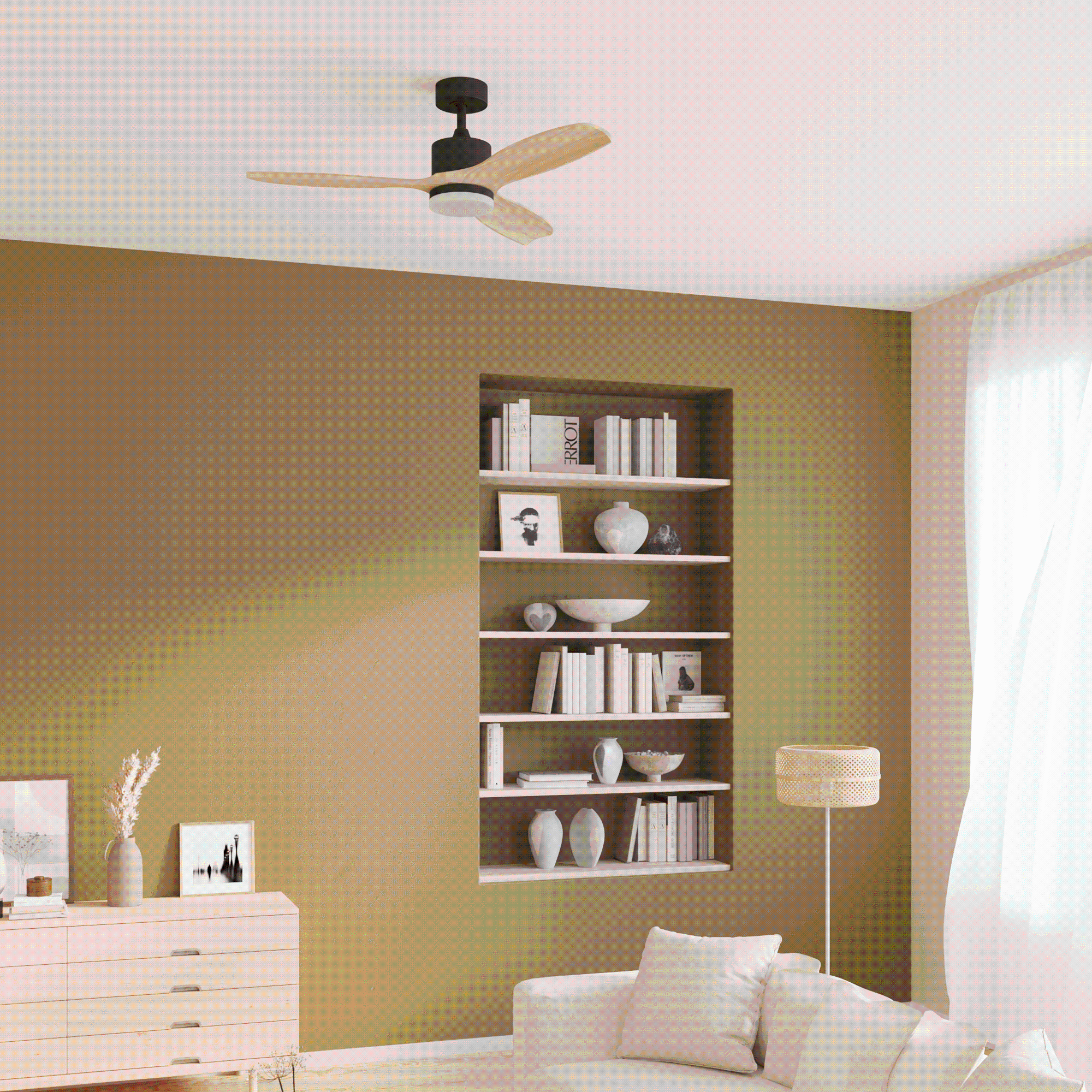 Eurotondisplay Ventilatore A Soffitto LED 54W Nero Ø122 Cm | Con Telecomando, Luce Regolabile E Timer 2h - 2