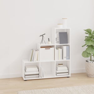 Étagère escalier meuble de rangement 6 compartiments 97,5 x 29 x 97,5 cm  pour bibliothèque salon chambre blanc 12_000056