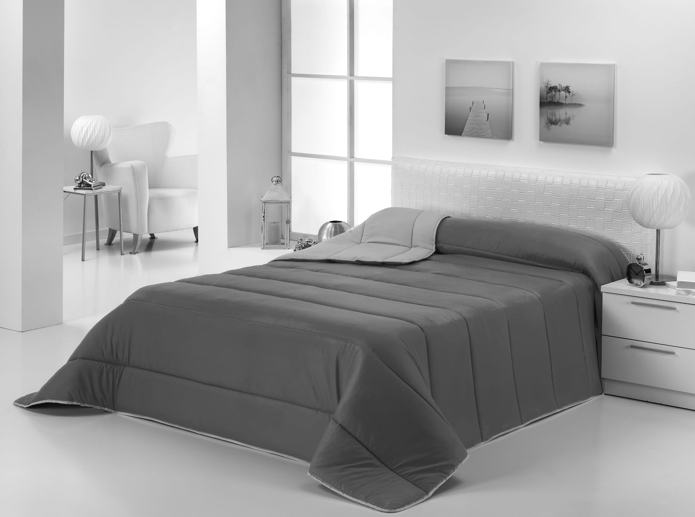 Edredón Verano Reversible Bicolor barato Medidas Cama 180 cm Color  Gris/Beige