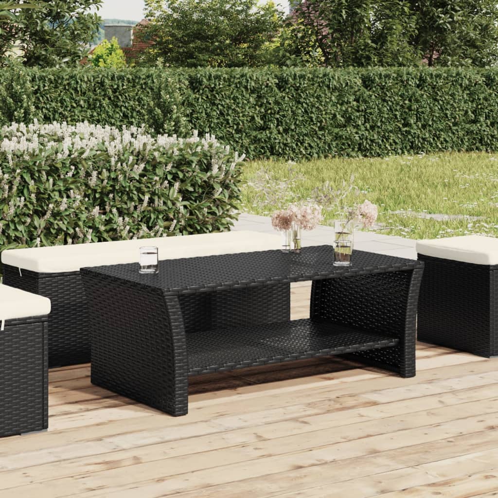 Lechnical Tavolino Nero 45x45x45 cm Polyrattan e Vetro  Temperato,Tavolino,Tavolino Salotto,Tavolino Esterno,Tavolini da Caffè per  Soggiorno