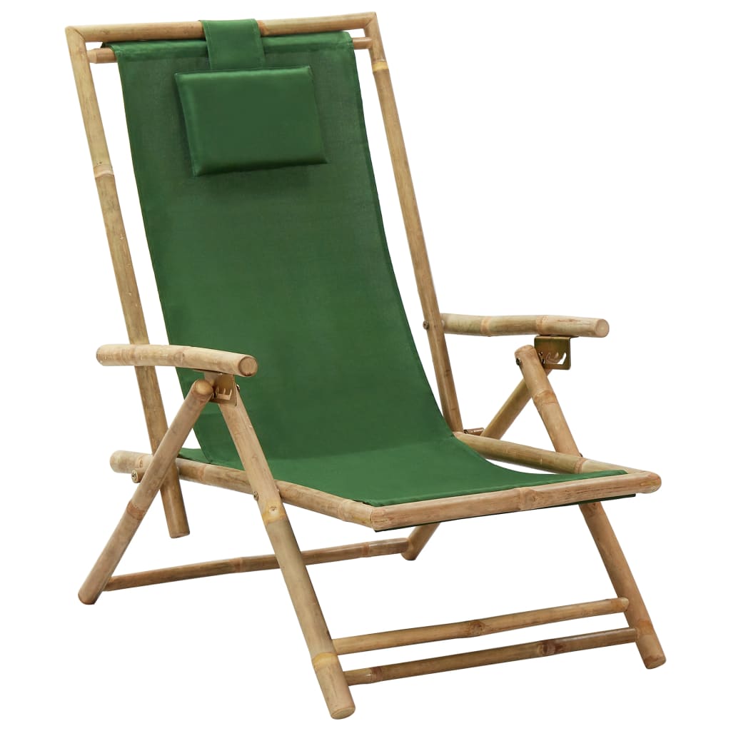 Maison Exclusive - Sedia Reclinabile Relax Verde in Bambù e Tessuto