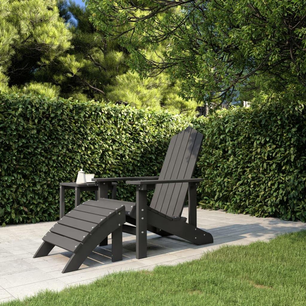 Maison Exclusive - Sedie Giardino Adirondack 2 Pz Con Poggiapiedi HDPE Antracite 88417940