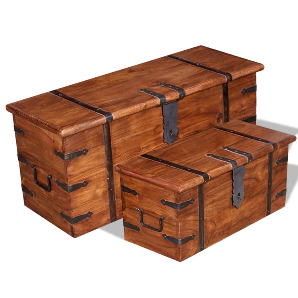 Maison Exclusive Set de baúles de almacenamiento de madera maciza