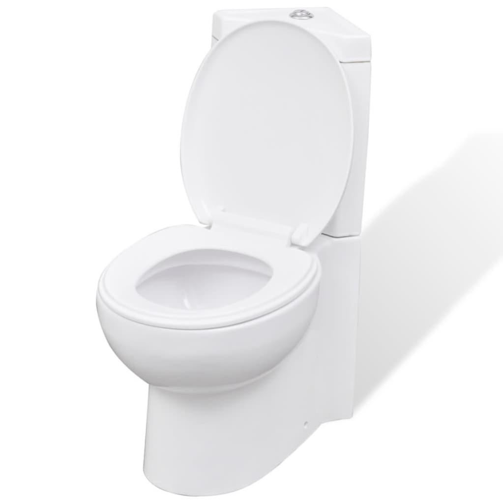 WC Ceramica Angolare Soft Close - Vaso Scarico Doppio 3/6L, Bianco, 37x68x78cm - Foto 6