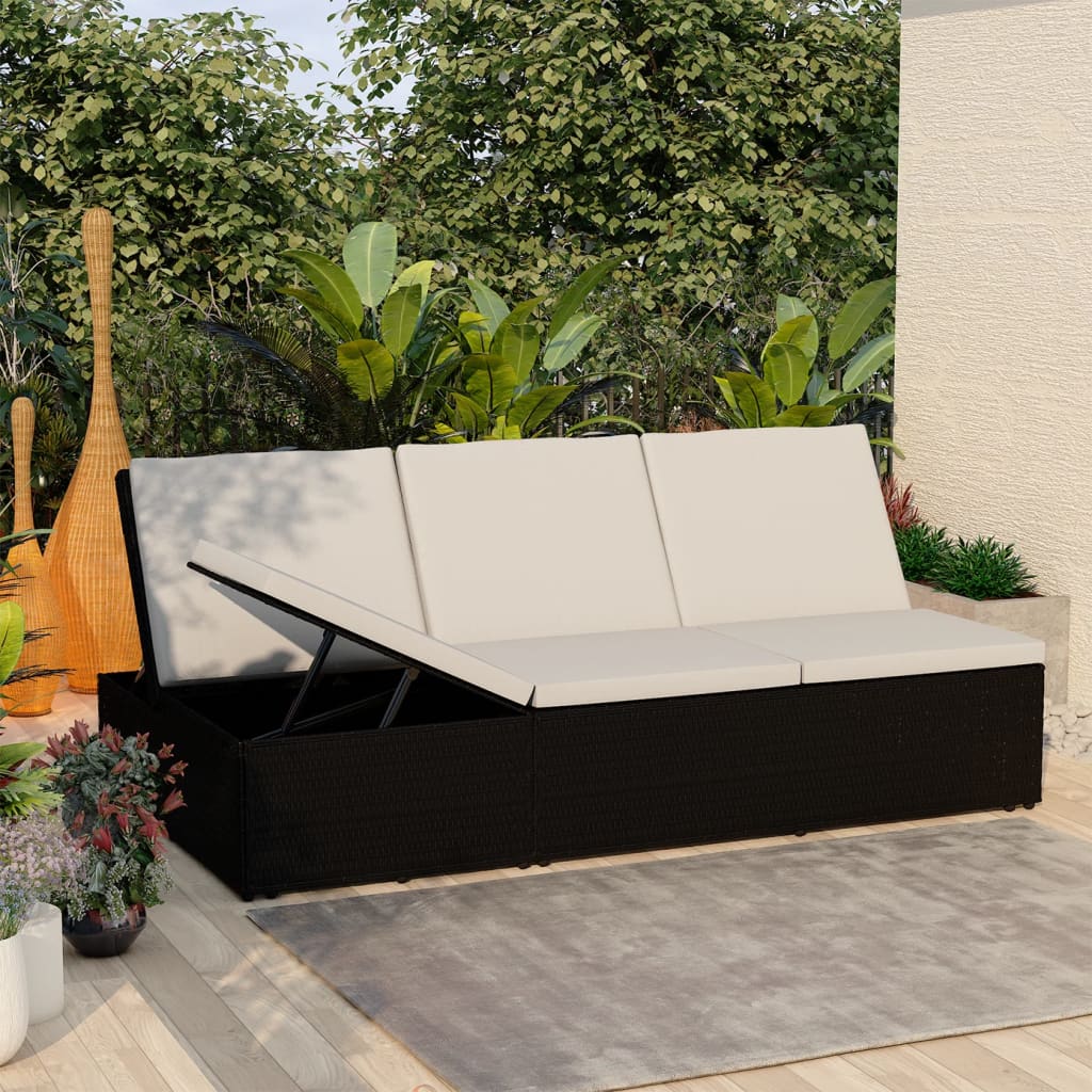 canapé, banc de jardin, avec coussin gris, convertible transat