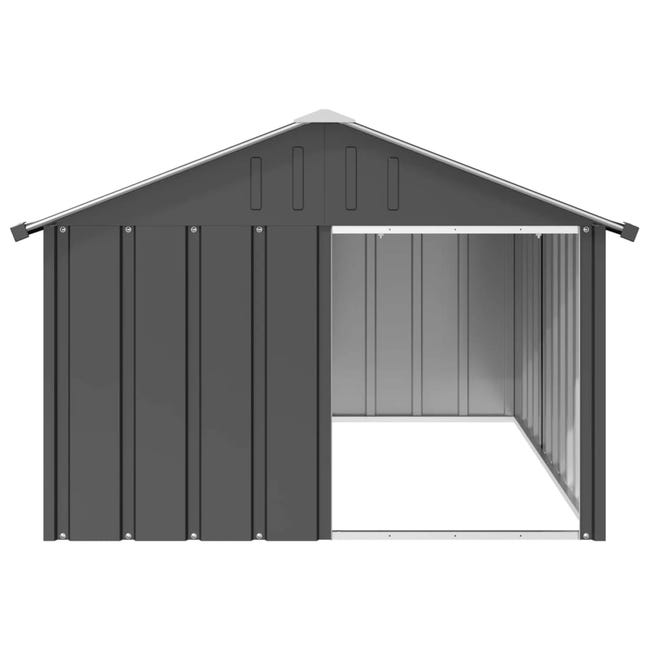 Maison Exclusive Perrera exterior con techo acero galvanizado plata  3x7,5x2,5 m