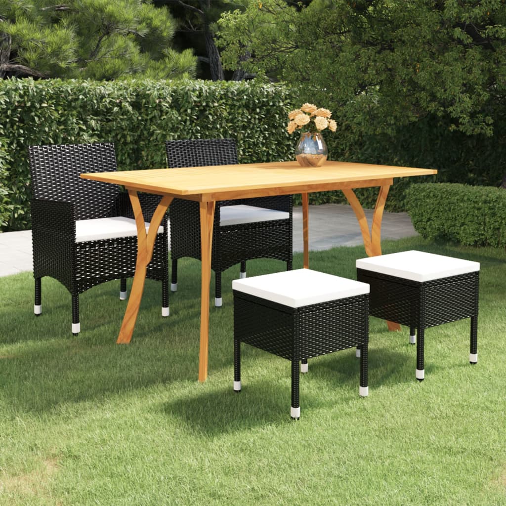 Set Mobili da Pranzo per Giardino 5 pz Nero