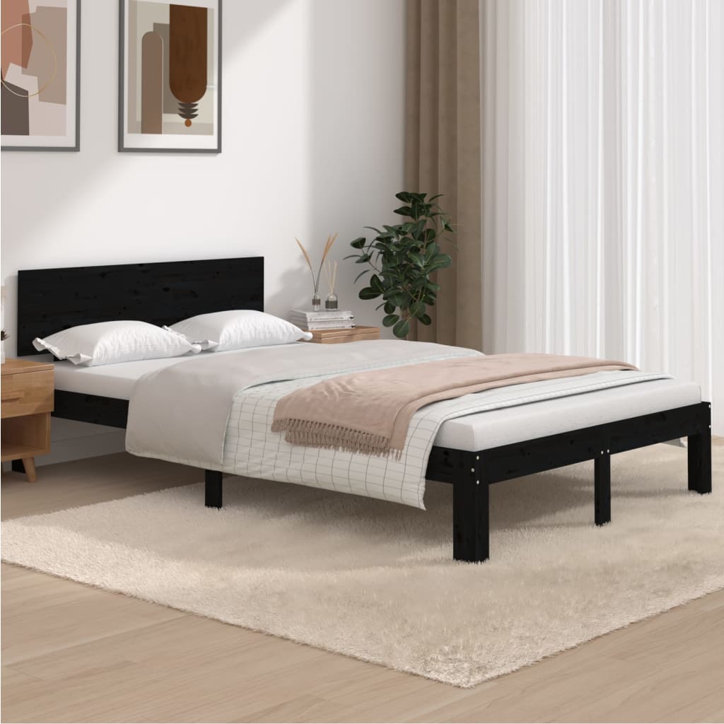 MAISON EXCLUSIVE Estructura de cama individual madera maciza negra