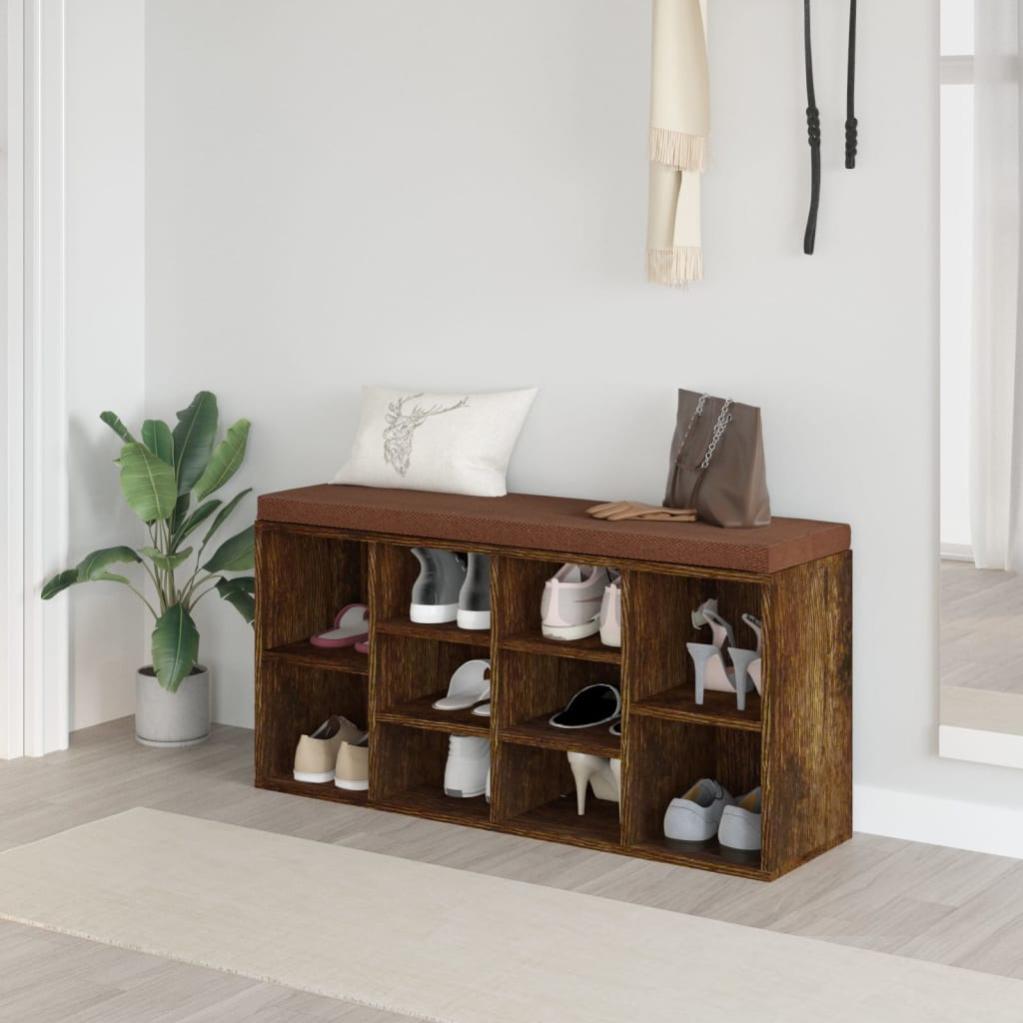 VidaXL Scarpiera In Legno Multistrato: 102x36x60 Cm, Colore Rovere Fumo, 3 Ante Con Ripiani E Piano Stabile
