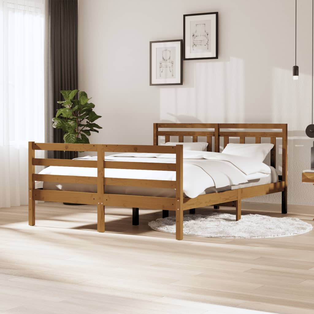 Maison Exclusive Estructura cama madera de pino doble marrón miel 135x190  cm