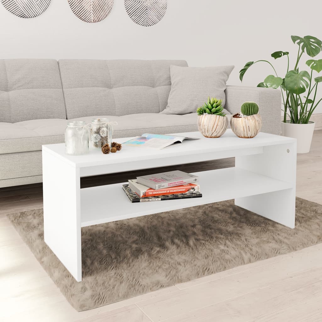 Maison Exclusive - Tavolino Salotto Bianco Lucido 59,5x59,5x40cm Legno  Multistrato