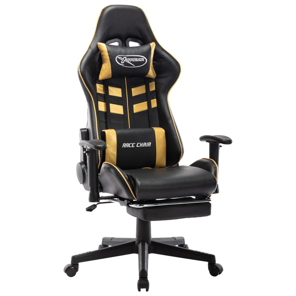 Maison Exclusive - Sedia da Gaming Girevole con Poggiapiedi Nero e Oro  Similpelle