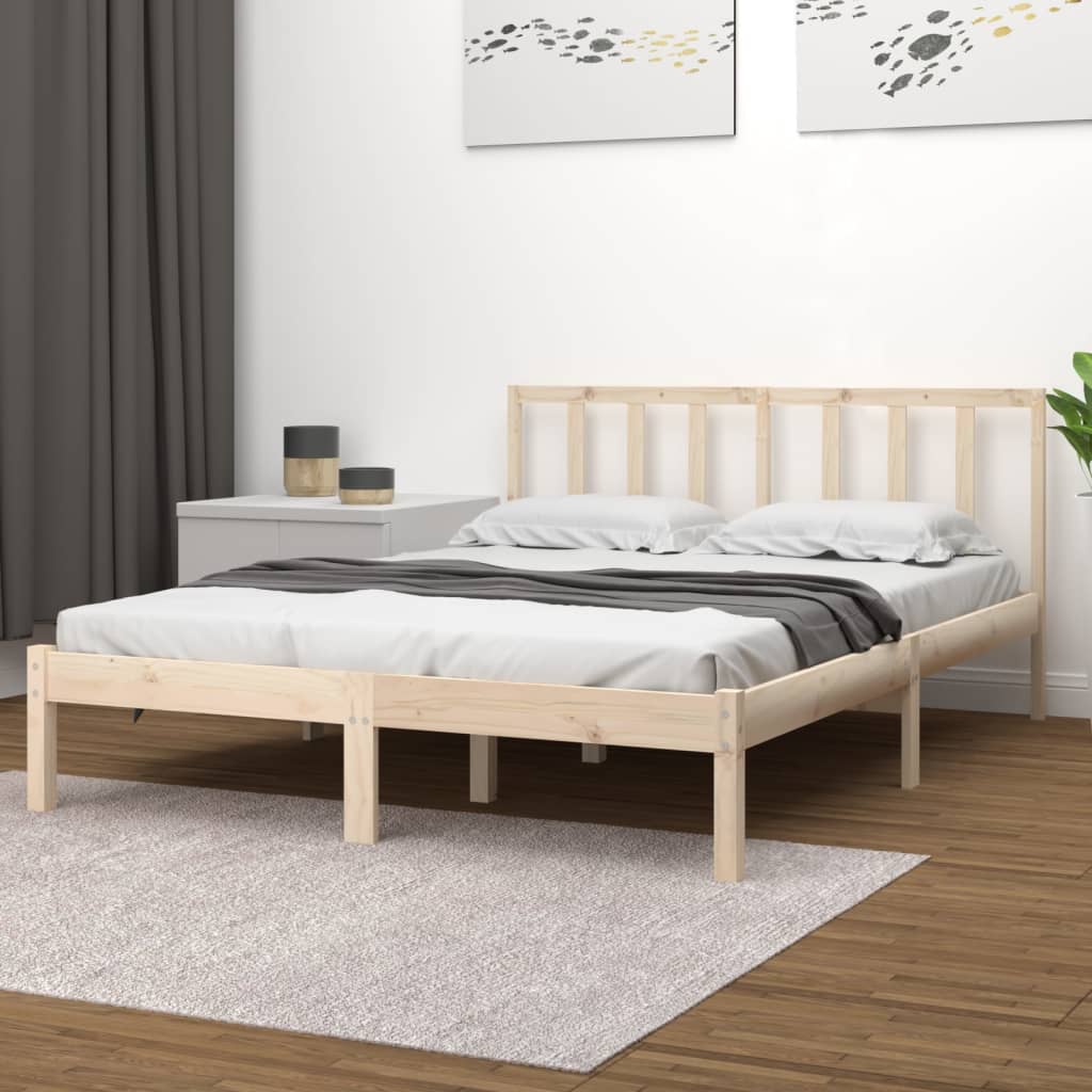 Maison Exclusive Estructura de cama madera maciza de pino negro 135x190 cm