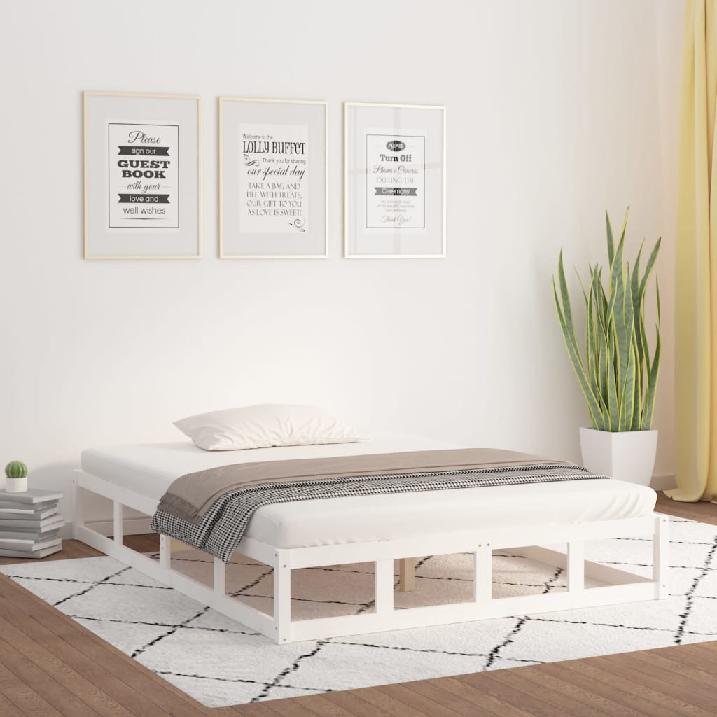 Maison Exclusive Estructura cama madera maciza doble pequeña blanca 120x190  cm