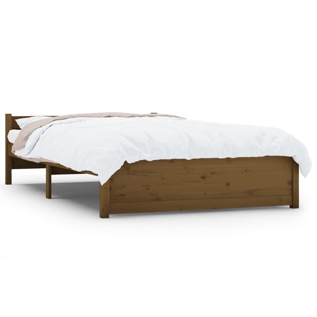 MAISON EXCLUSIVE Estructura cama madera de pino doble marrón miel 135x190  cm