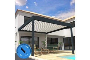 Pergola bioclimatique autoportante motorisée aluminium Oviedo gris 6 x 3 m