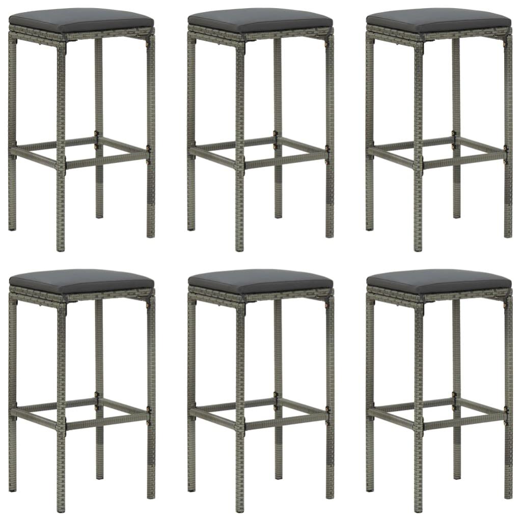 VidaXL Sgabelli Da Bar 2 Pezzi In Polyrattan Grigio Con Cuscini Inclusi - 2
