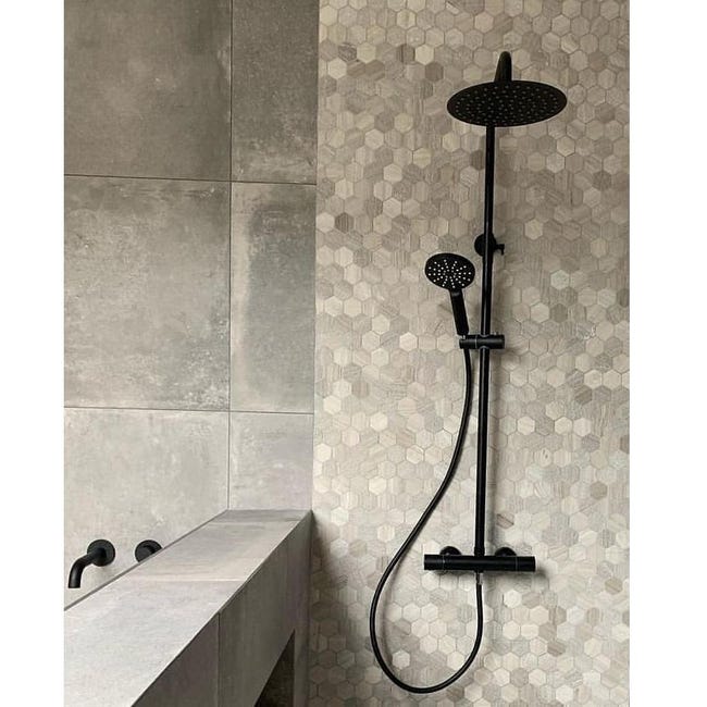 Colonne de douche thermostatique salle de bain noir mat - Collection Kent -  Stellameubles