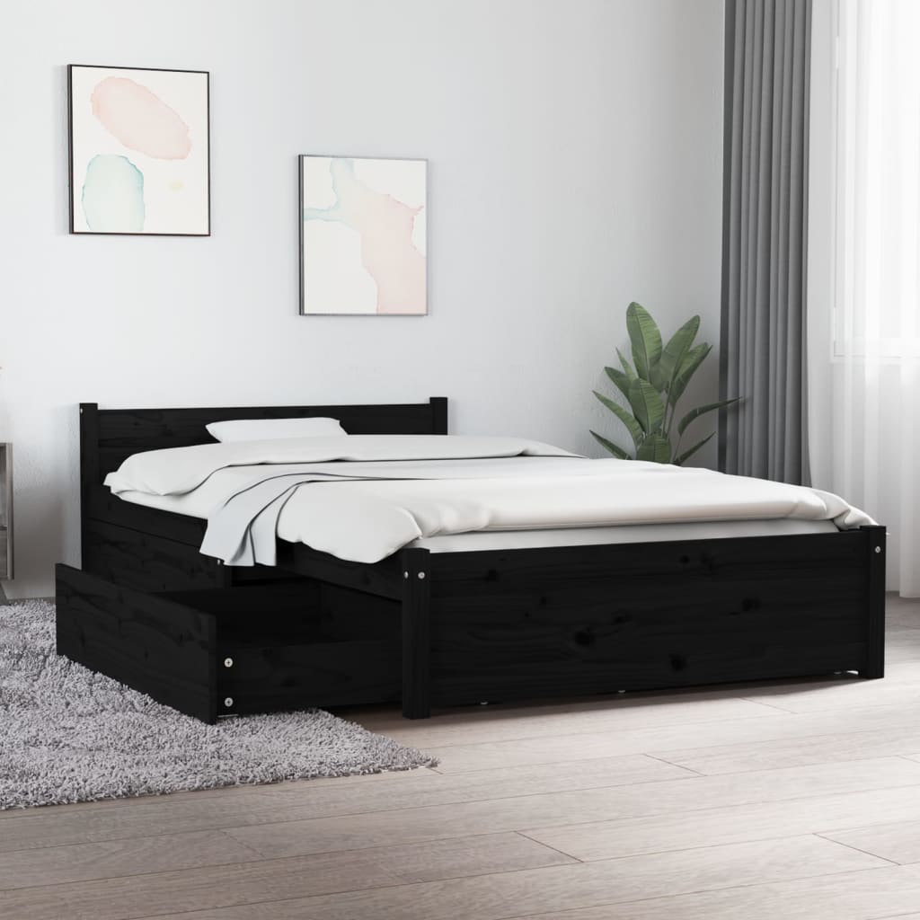 Maison Exclusive Sofá cama nido con cajones tela negro 90x200 cm