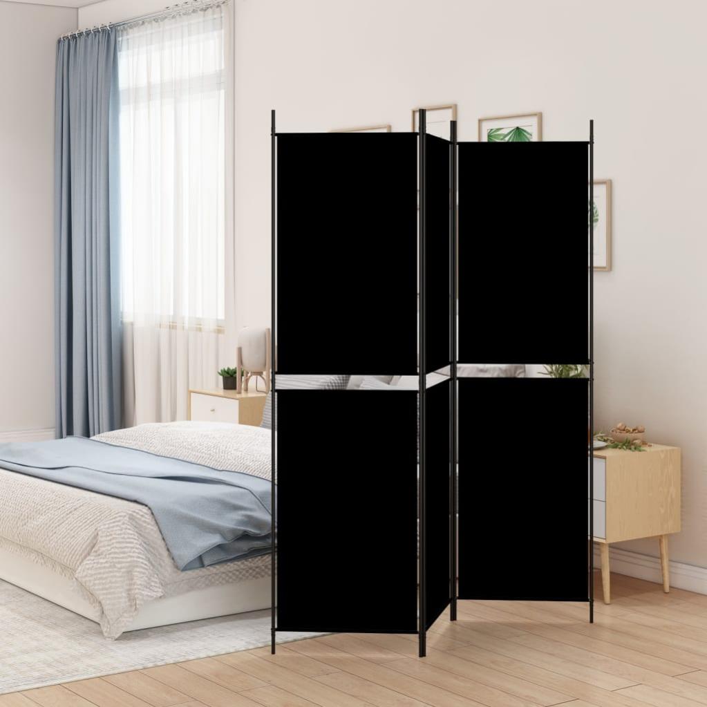 VidaXL Divisorio Pieghevole A 3 Pannelli In Tessuto Nero - 120x200 Cm - Paravento Per Ambienti - 3