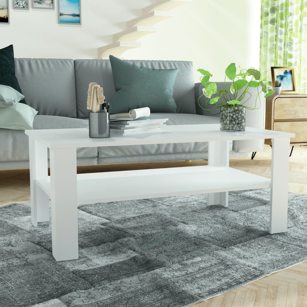 Maison Exclusive - Tavolino da Salotto in Legno Multistrato 100x59x42 cm  Bianco