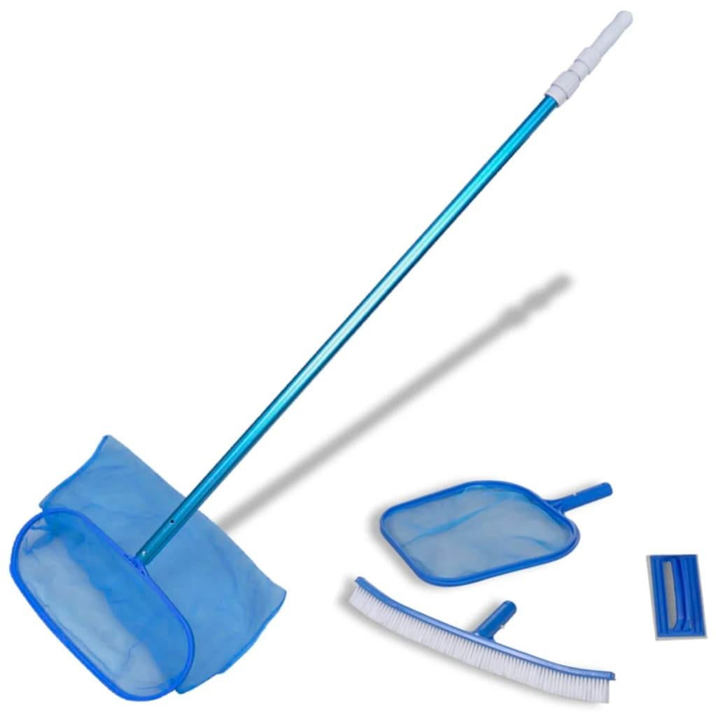 Kit Pulizia Piscina: Rete Skimmer, Spazzola Resistente E Palo In Alluminio
