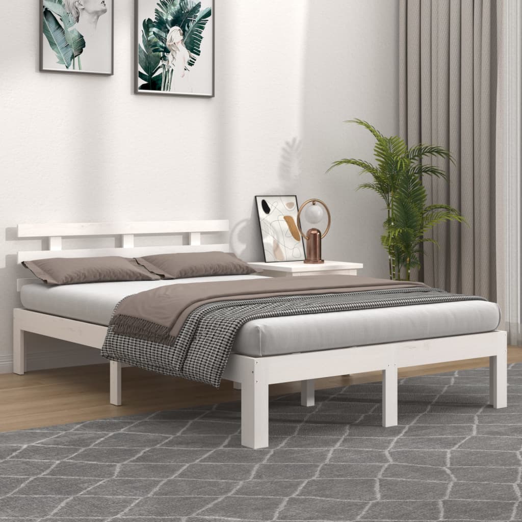 Maison Exclusive Estructura de cama de madera maciza blanco