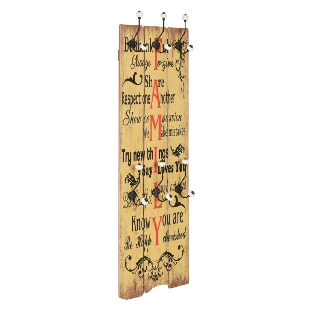 Festnight Appendiabiti Da Parete Vintage Con Frase – 6 Ganci In Metallo, Pannello MDF 120x40 Cm - 5