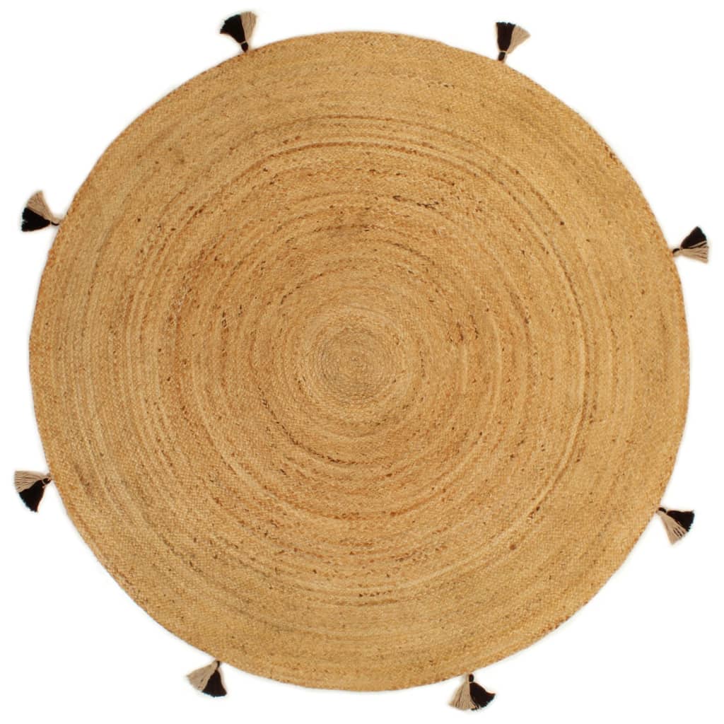 Maison Exclusive Tapis tressé avec glands 180 cm Jute Rond Leroy Merlin