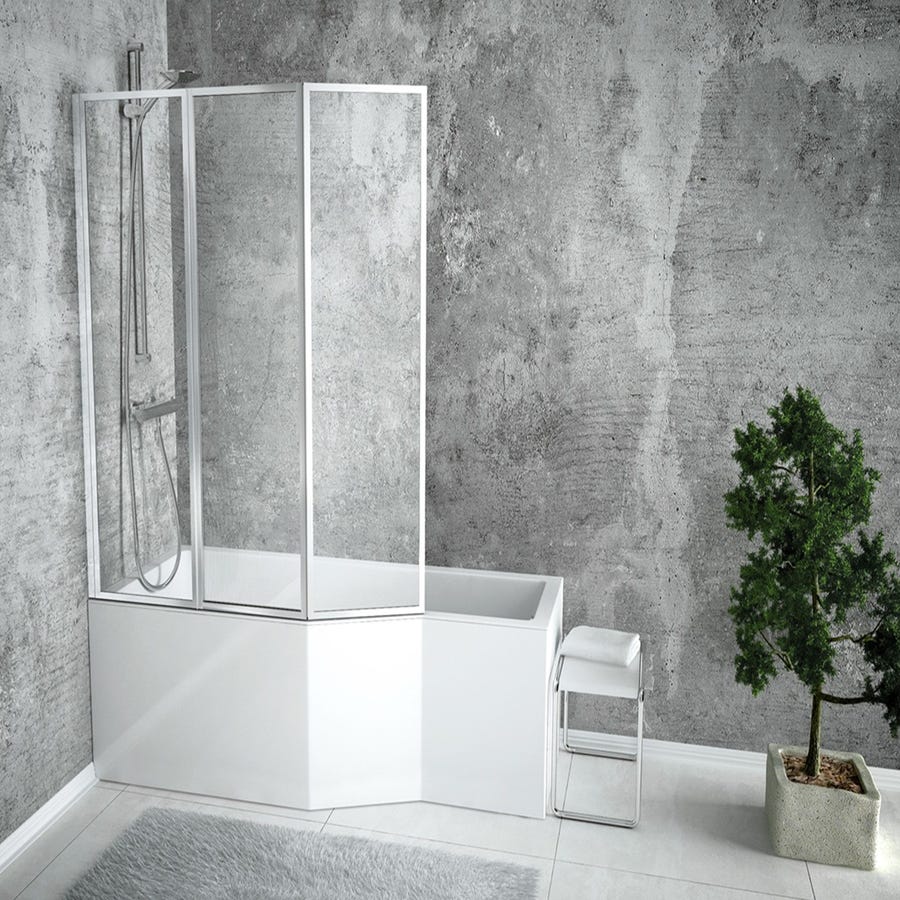 Banio Odan Combi baignoire-douche gauche 170x85 cm - Blanc/Noir | Banio