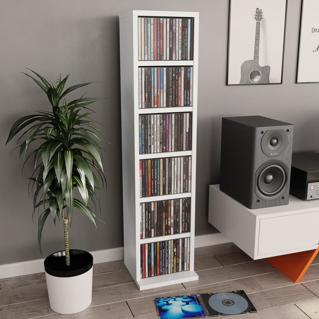 Maison Exclusive Estantería para CDs de madera contrachapada blanco  21x20x88 cm