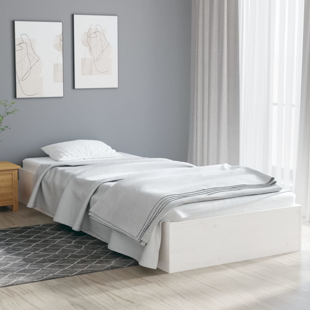 Maison Exclusive Estructura de cama madera maciza individual blanco 90x190  cm