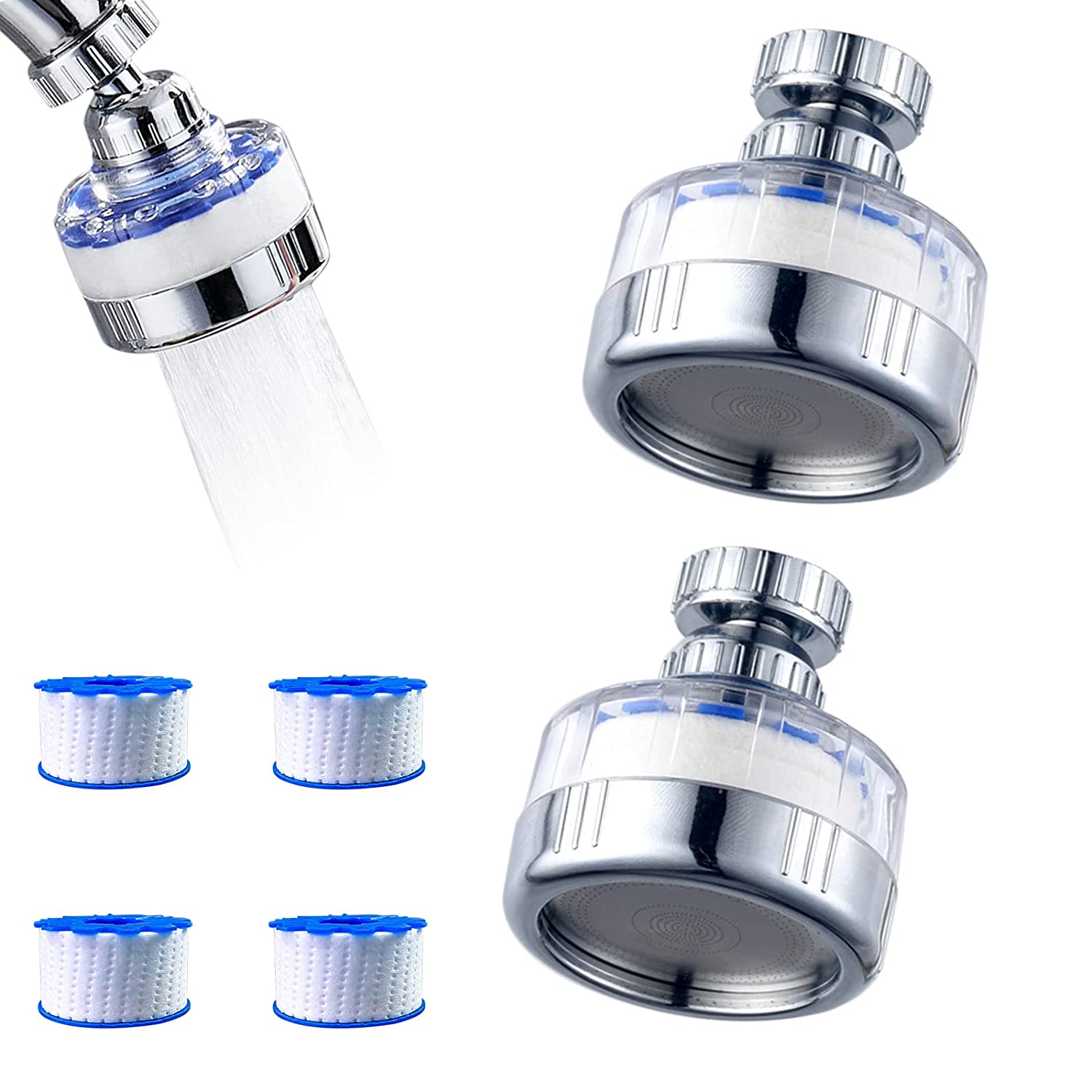 Filtre de robinet de filtre de lavabo de salle de bain filtre de robinet  rotatif à 360 degrés purificateur filtre de robinet de cuisine