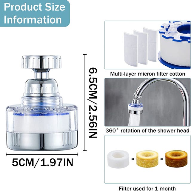 Filtre de robinet de filtre de lavabo de salle de bain filtre de robinet  rotatif à 360 degrés purificateur filtre de robinet de cuisine