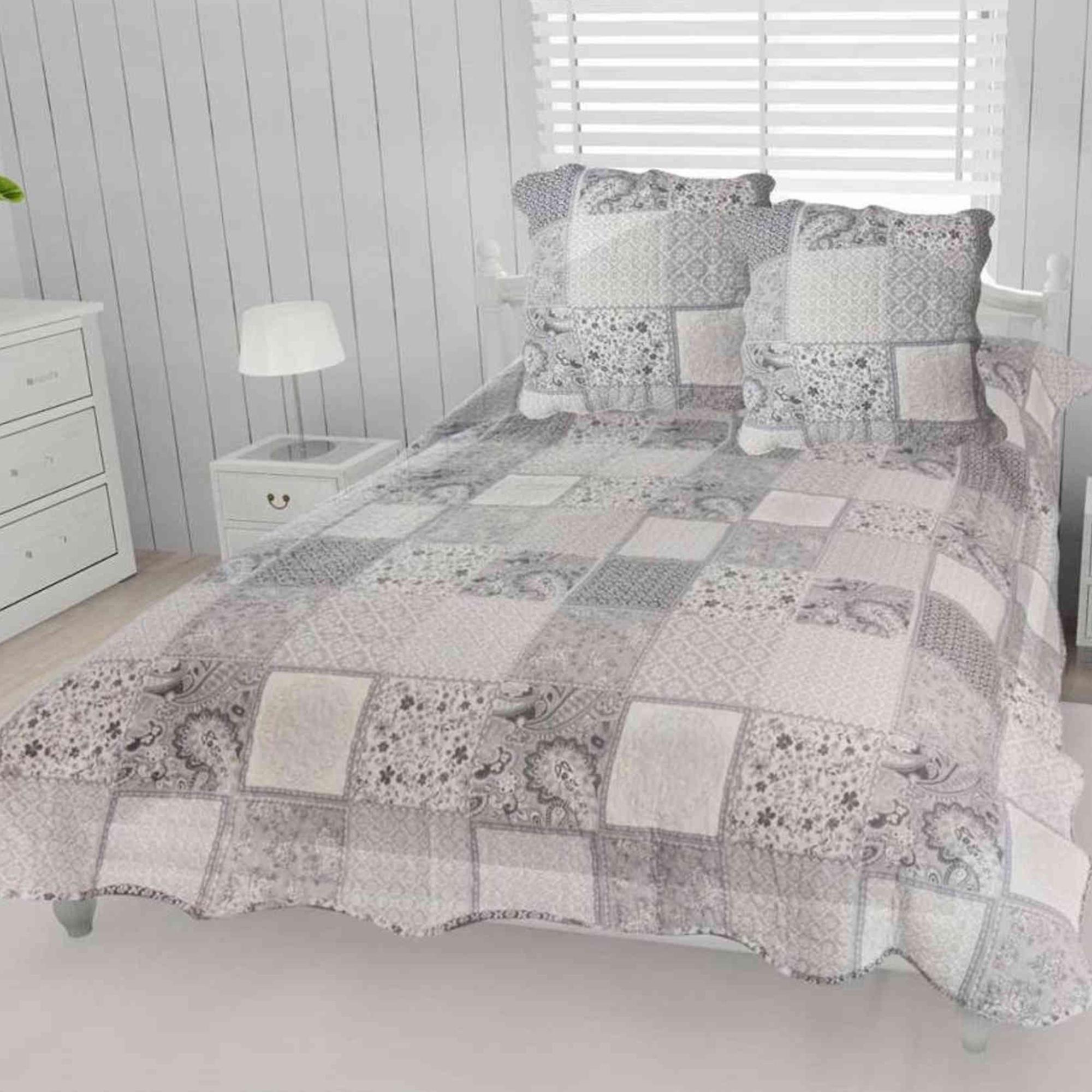 Dessus De Lit Avec 2 Taies D'oreillers En Polyester Bleu Canard