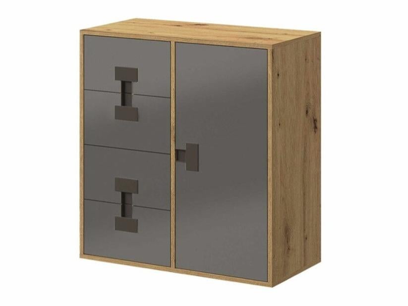 BIM Furniture Cassettiera AURIS 180 Cm - Credenza 4 Ante In Rovere Artisan E Nero Opaco, Design Moderno Per Soggiorno E Camera - 3