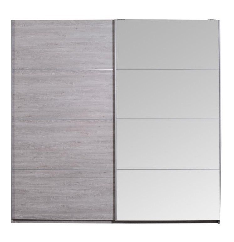 Armoire 2 Portes Coulissantes Chêne Gris Et Miroir Maeva 230 Cm | Leroy ...