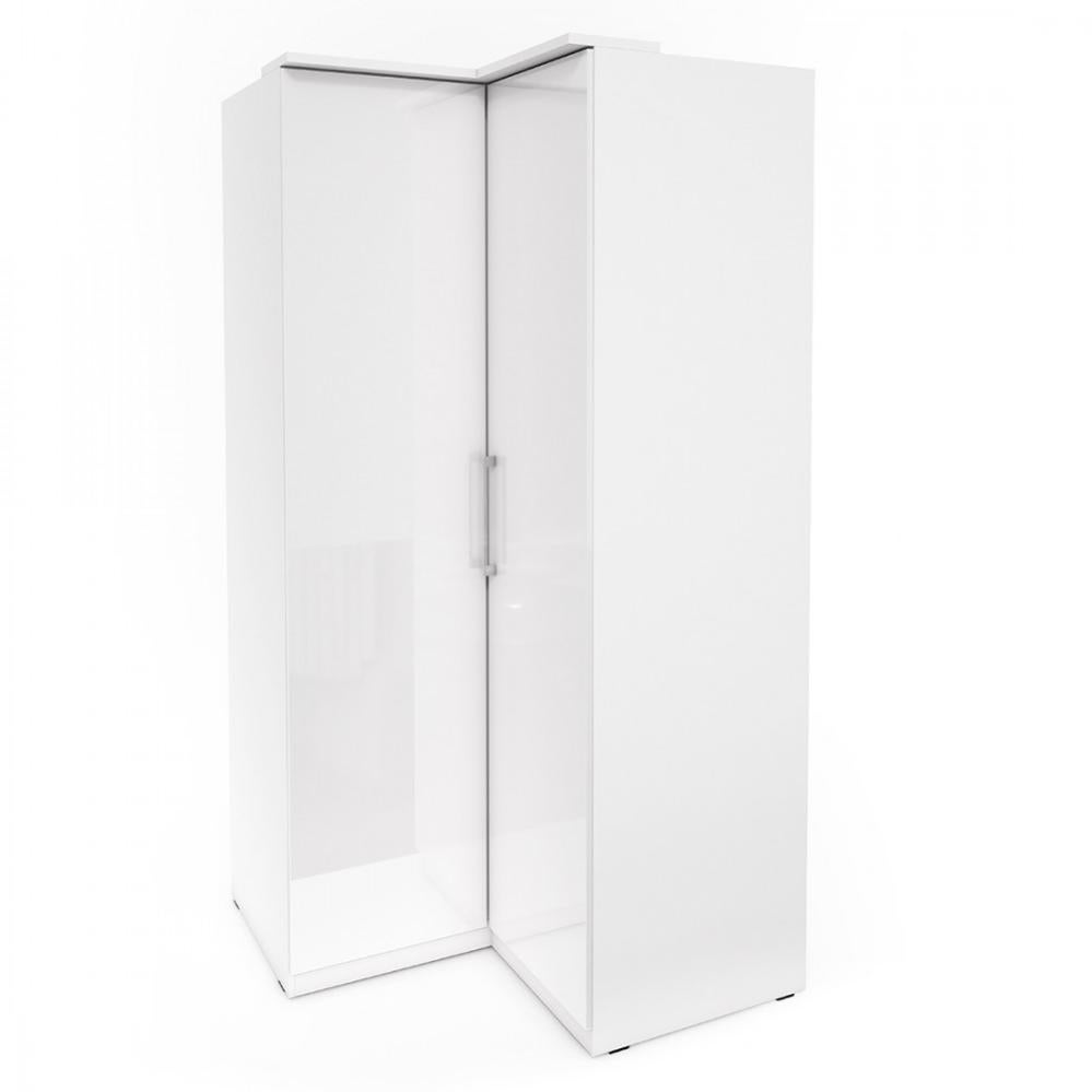 Armoire d'angle pour dressing collection MODULO coloris blanc avec LED