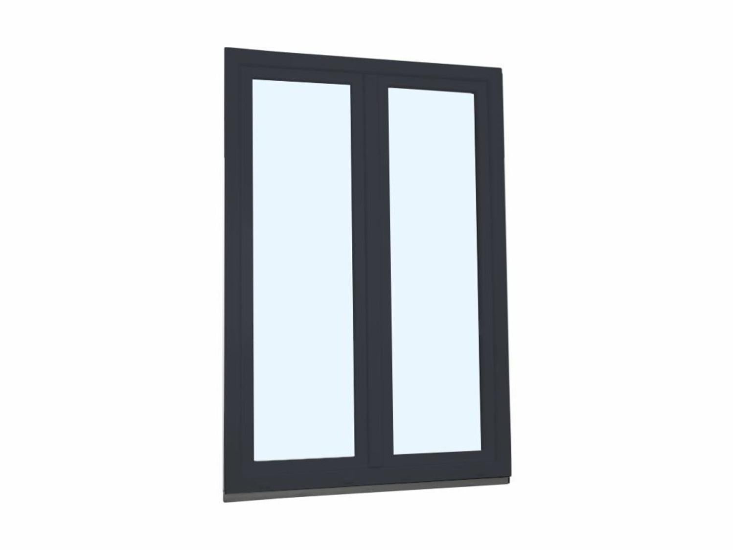 Porte fenêtre oscillo-battante double vantaux PVC anthracite et blanc L